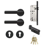 Dooroom Brass Door Lever Set Knurled Privacy Passage Dummy Thumbturn Lock Handle Set Knurled Hardware