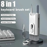 8 In 1 Keyboard Cleaning Kit Earphones Cleaner Brush For AirPods Computer Tablet Laptop TV Screen Mobile Phone Cleaning Tools