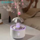 Rotating Umbrella Dynamic Raindrop Humidifier Home Desktop Essential Oil Aromatherapy Machine Seven Colours Light Remote Control