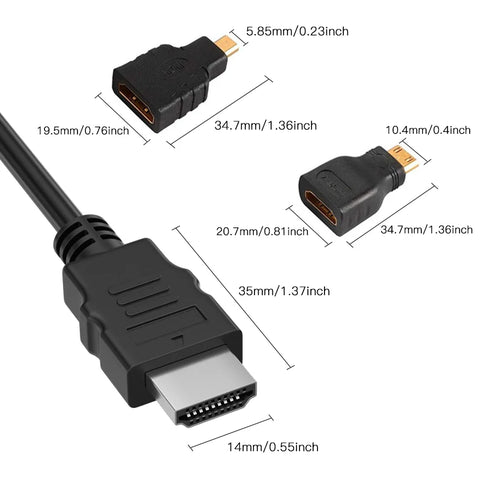 WODEXUN 3 In1 HDTV Cable Mini Micro Adapter HD Connector 1M 1.5 Meters HD High Quality Compatible Suitable For PS3 HDTV DVD XBOX