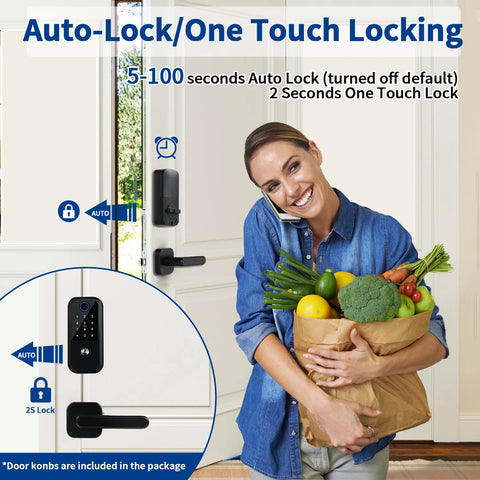 Smart Deadbolt lock of TTLOCK bluetooth APP Fingerprint Door Lock, Keyless Entry Door Lock Door Digital Electronic Lock for home