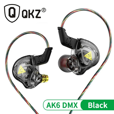 Original QKZ AK6 ARES/DMX/AKX Earphones HIFI Heavy Bass In Ear Monitor Wired Headphones With Mic Noise Cancell Sport Game Music