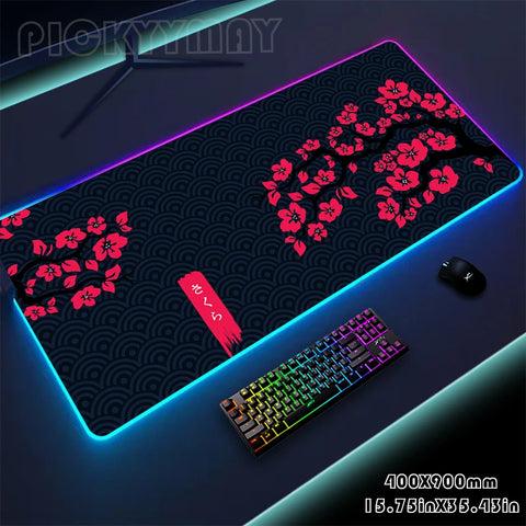 Sakura RGB Mouse Pad Gaming Mousepad LED Mouse Mat Keyboard Mat Anti-slip Best Choice Desk Pad XXL Luminous Desk Rug