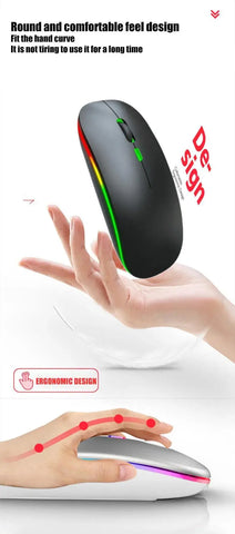 Wireless Mouse Gaming Mouse Backlight USB Compatible RGB Rechargeable Mice Silent Backlit Ergonomic Gaming Mouse for Laptop PC