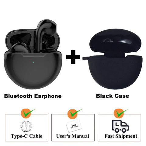 NEW Original Air Pro 6 TWS Wireless Headphones Fone Bluetooth Earphones Mic Pods In Ear Earbuds Earbuds sport Headset For Xiaomi