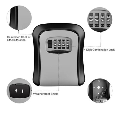 2023 Key Lock Box Wall-mounted Plastic  safe weatherproof  combination key storage  lock box for indoor and outdoor use