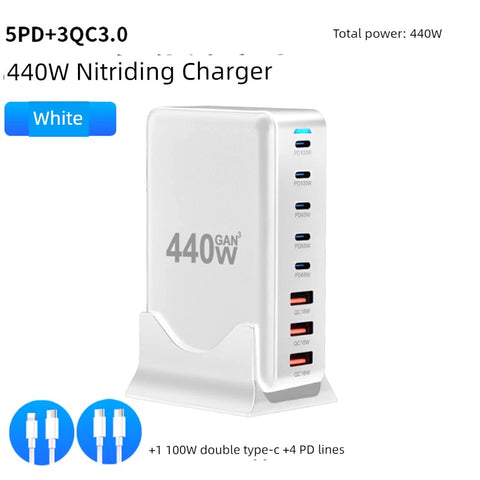 Multi-Port USB Charger Porous Socket Fast Charging Plug for Huawei Xiaomi Interface Multi-Function High-Power Desktop Studio Power Strip Socket Integrated Universal Charging Pile Station Mobile Phone Neutral