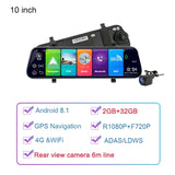 10 Inch Android 8.1 ADAS DashCam 4G 2+32GB GPS Car DVR Stream Rear mirror Camera Car Video Recorder Camera Remote monitor