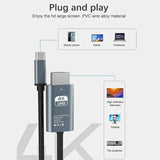 4K 60Hz NO Delay HD Video Conversion Cable Type c To HDMI-Compatible Screen TV Computer 2 Meters Screen Projection Alloy Cable