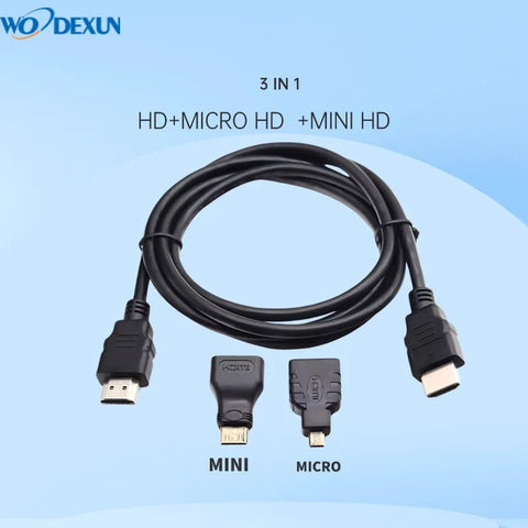 WODEXUN 3 In1 HDTV Cable Mini Micro Adapter HD Connector 1M 1.5 Meters HD High Quality Compatible Suitable For PS3 HDTV DVD XBOX