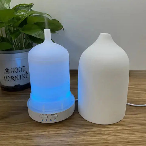 Ceramic Fragrance Diffuser Automatic Small Humidifier Hotel Air Fresher Essential Oil Diffuser Timing Colorful Lights