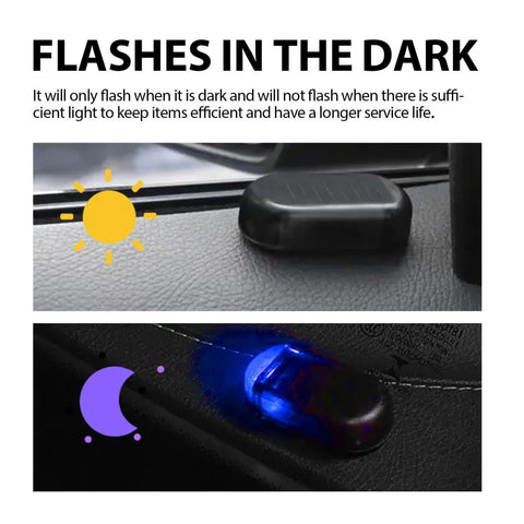 Car Solar Powered Security Strobe Light Dummy Alarm Wireless Warning Anti-Theft Caution Lamps LED Flashing Imitation Decorative