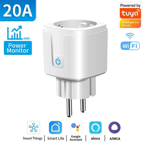 Tuya WiFi/Zigbee Smart Plug 16A/20A EU Smart Socket With Power Monitoring Timing Function Work With Alexa GoogleHome