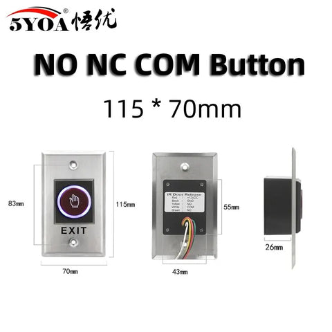 Access Button Door Exit Push Switch No Touch Release Gate Opener Door Access Control System Entry Open Touch