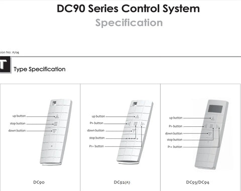 Original Dooya DC90 Single Channel Transmitter for Dooya Motors, RF 433MHZ Remote Control,  Dooya Automatic Curtain Accessories