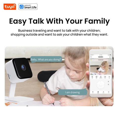 Tuya Smart 1080p Wi-Fi Smart Home Security Camera 2MP, HD,Real-time APP Alerts, 2-Way Audio, with Motion Tracking for Baby & Pet