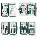 7/18Pcs New Stainless Steel Nail Clipper Set Grooming Tool Set With Portable Case Manicure Art Tool Green Nails Cut