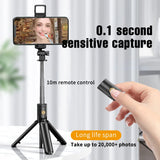 Wireless Selfie Stick Tripod Stand with Light Bluetooth Remote Extendable Tripod for iPhone Mobile Phone Tiktok Live Streaming