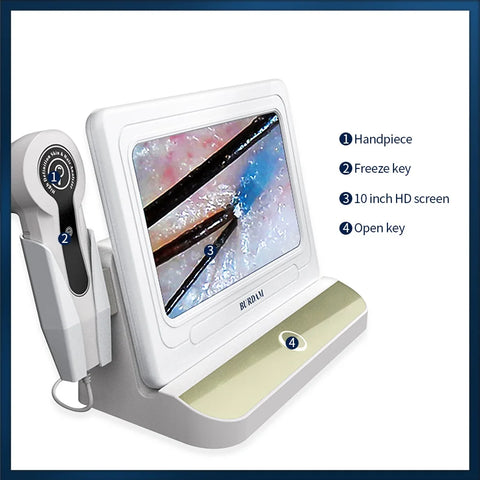 10 inch HD Display Professional Skin Analyzer 50X/200X Magnifying Skin Test Device Pore Magnifier Hair Follicle Scalp Detector