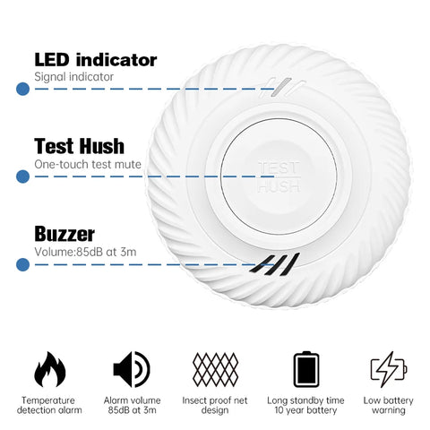 Built-in 10 Year Battery Smoke Detector WiFi Function Tuya Smart Home Parlor Child Room Kitchen Shop Fire Sound Alarm Sensor