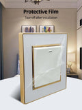 Wallpad White Acrylic Panel Gold Border Wall Light Switch LED Dimmer USB Charge EU Socket Outlet  4 5 6 7 8 Gang 2 Way Reset