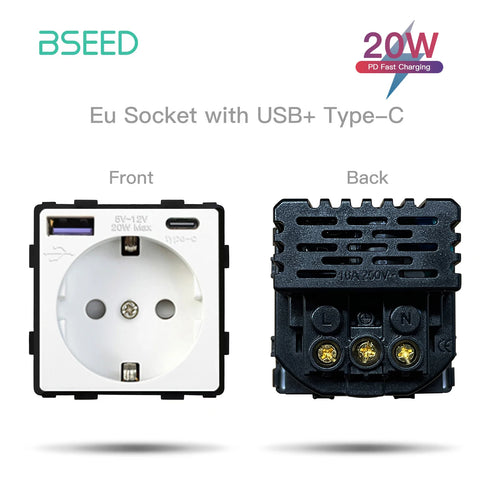 BSEED Mechanical Button Switches TV ST CAT5 RJ45 Plug Type-c USB EU French Power Sockets DIY Function Parts  Free Combination