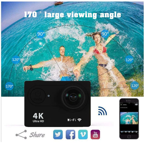 4K Action Camera 1080P/30FPS WiFi 2.0" 170D Underwater Waterproof Helmet Video Recording Camera Sports Cameras Outdoor Mini Cam