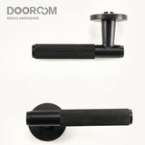 Dooroom Brass Door Lever Set Knurled Privacy Passage Dummy Thumbturn Lock Handle Set Knurled Hardware