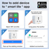 Tuya Smart Home Wireless WIFI Plug Socket UK EU US Universal 16A Travel Universal Conversion Socket Outlet Power Monitor Timer