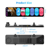 12" Car Mirror Dash Cam DVR 1080P Dual Camera WiFi BT Android 8.1 GPS Navigation ADAS Rearview Camera Video Recorder Black Box