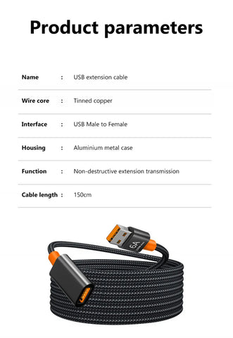 1.5m 6A USB 3.0 Extension Cable Female To Male Extender Cord High Speed Transmission Data Cable for Computer Camera TV Cable