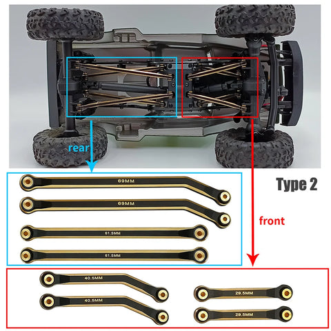 AXSPEED Brass High Clearance Link Rod Set for Axial SCX24 Deadbolt JEEP Gladiator Wrangler Bronco Chevrolet 1/24 RC Crawler Car