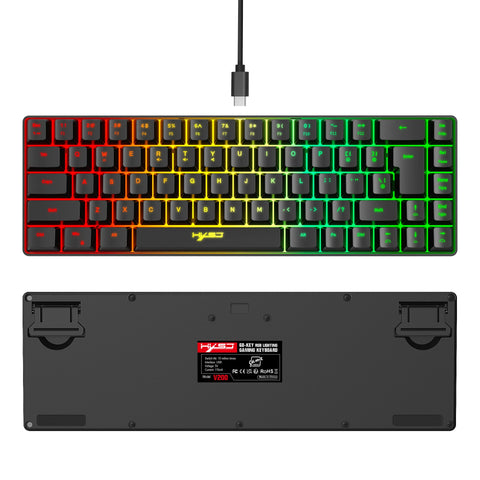 68 Keys Gaming Keyboard USB Wired Portable 20 RGB Backlight Keyboard for Windows Laptops Computer