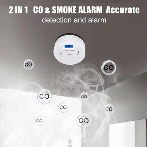 Carbon Monoxide Smoke Detector, CO and Smoke Alarm, Combination CO Alarm,Fire Alarm for Home and Kitchen, 2 in 1