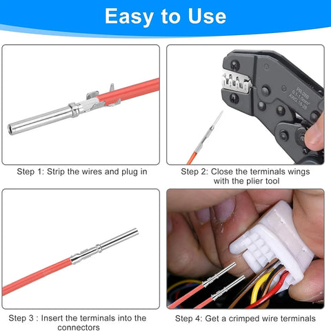 420PCS Car Electrical Connector Pins Wire Terminal Kit, 1/1.5/1.8/2.2/2.8/3.5mm Plug Male Female Crimp Pins Removal Tool