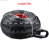 Winch Rope String Line Cable with Sheath Gray Synthetic Towing Rope 29m12000LBs Car Wash Maintenance String for ATV UTV Off-Road