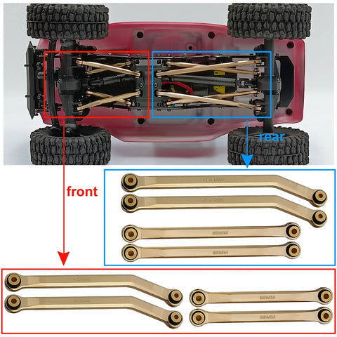 AXSPEED Brass High Clearance Link Rod Set for Axial SCX24 Deadbolt JEEP Gladiator Wrangler Bronco Chevrolet 1/24 RC Crawler Car