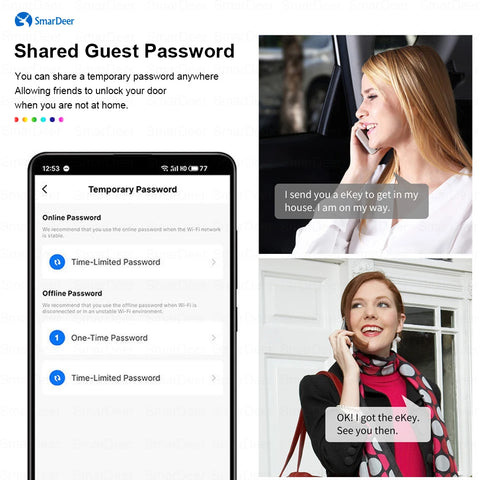 SmarDeer Electronic Door Lock for Tuya Lock with Deadbolt lock Fingerprint Lock Keyless entry with SmartLife App Remote unlock