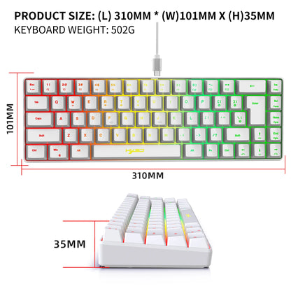68 Keys Gaming Keyboard USB Wired Portable 20 RGB Backlight Keyboard for Windows Laptops Computer