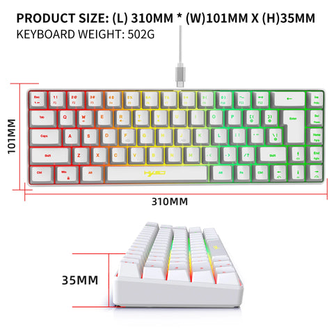 68 Keys Gaming Keyboard USB Wired Portable 20 RGB Backlight Keyboard for Windows Laptops Computer