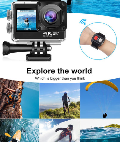 Action Camera Ultra HD 4K/30fps WiFi 2.0-inch 170D Underwater Waterproof Helmet Video Recording Cameras Sport Cam