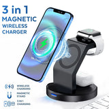 3 In 1 Magnetic Wireless Charger Stand For iPhone 15 14 13 12 Pro Max iWatch AirPods Station Dock MagSafe Fast Charging Station