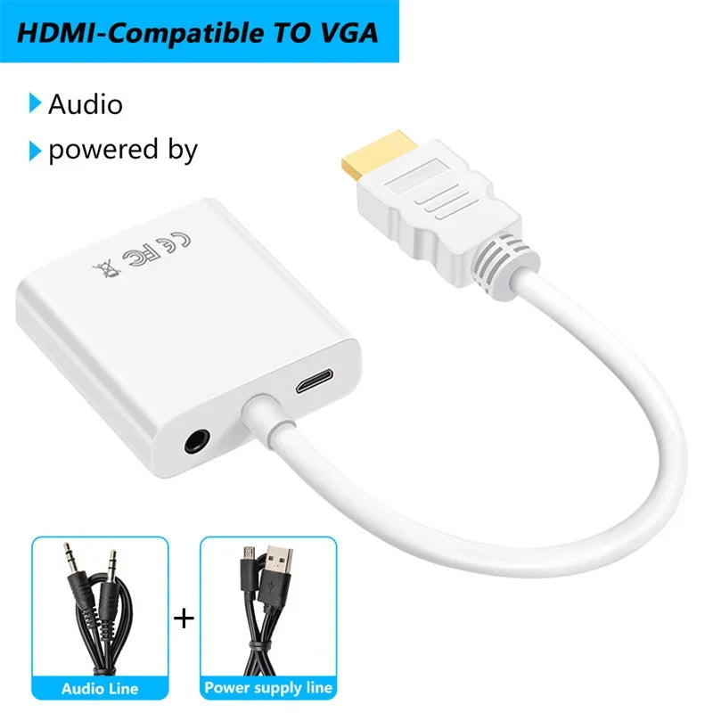 HDMI-compatible To VGA Converter Cable 1080P Full HD HDMI-VGA Conversion Adapter Cable For PC HDTV Projector Tablet Monitor