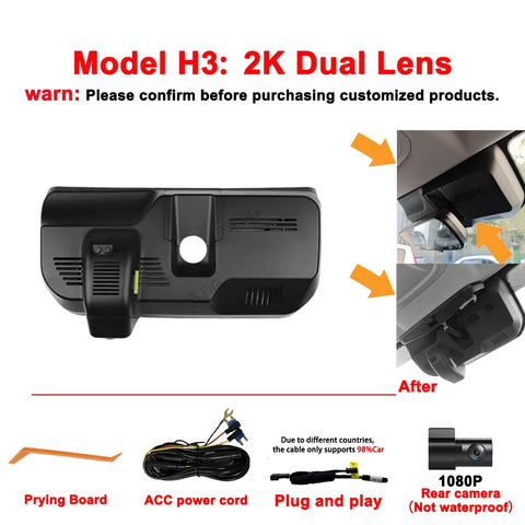 Customized 4K HD Plug and play WIFi Car DV Dual Lens For Great Wall Haval H3 Video Recorder Recording Devices APP control