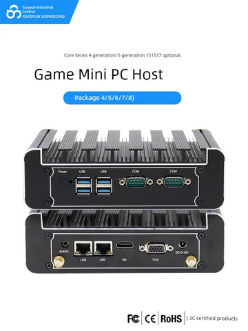 Small Host J1900 Dual-Network Multi-Serial Port J4125 Industrial Computer Mini Mini PC Desktop Fanless Industrial Computer