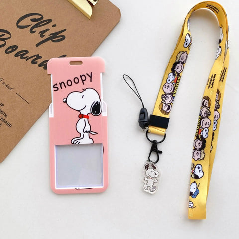 Anime Snoopy Student Campus Card Cover Document Id Bus Bank Access Control Card Case Accessory Hanging Rope Cute Children Gifts