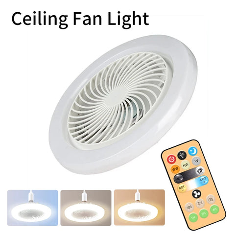 Smart Remote Control Ceiling Fan with LED Lighting Ceiling Fan with Lights Remote Control E27 Converter Base for Living Room