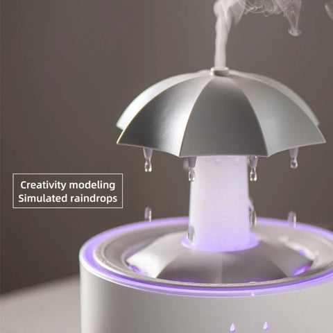 Rotating Umbrella Dynamic Raindrop Humidifier Home Desktop Essential Oil Aromatherapy Machine Seven Colours Light Remote Control