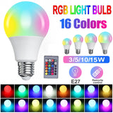 16 Color E27 RGB Remote Control Bulb Led Light For Room Smart Bulb Lamp Dimmer Low Power Consumption Energy Save Adjustable Bulb