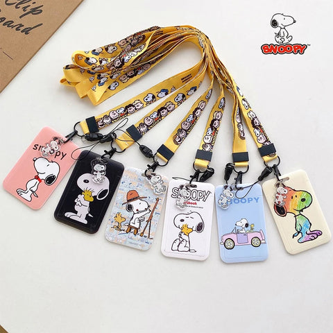 Anime Snoopy Student Campus Card Cover Document Id Bus Bank Access Control Card Case Accessory Hanging Rope Cute Children Gifts